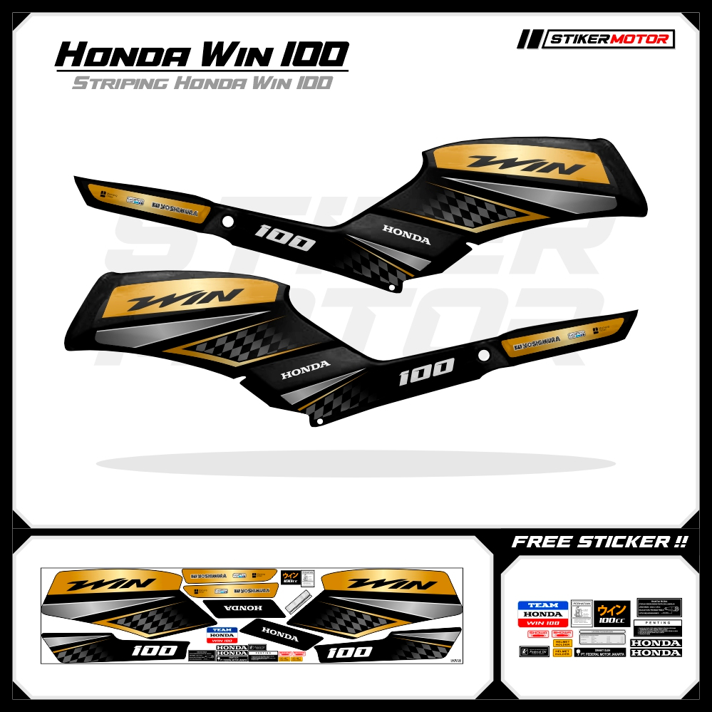 WIN22 Striping สติกเกอร์ Honda Win 100 สติกเกอร์ Variations สติกเกอร์ Striping Scootlet Scotlite Hon