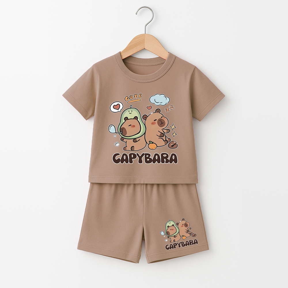 ชุดสูทรูปภาพ Capybara สาวแขนสั้นจัมโบ้ G-2444