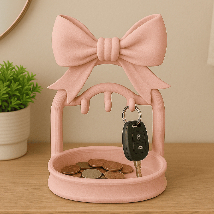 Aesthetic Key Holder & Accessories Table Decorative - Coquette Bow Entryway Key Holder Catchall Tray