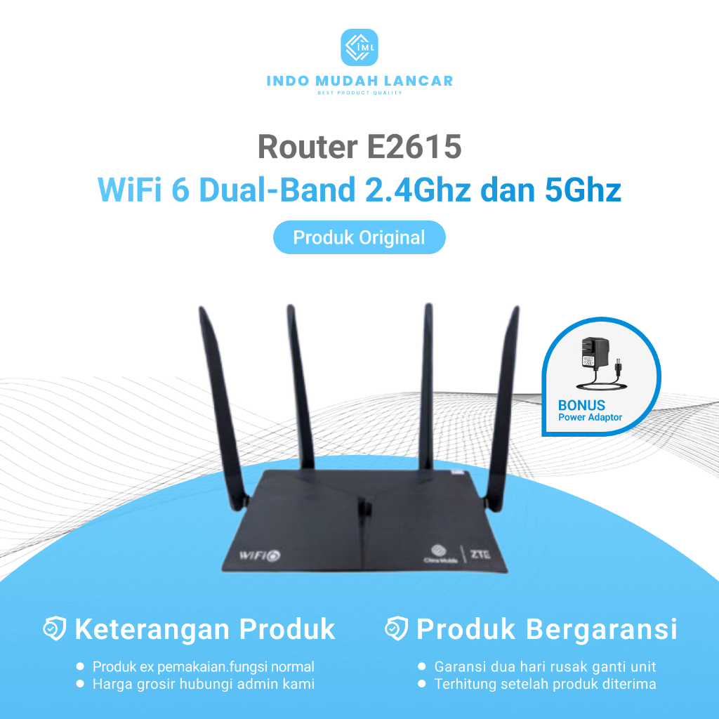 ZTE ZXHN E2615 WiFi 6 Dual-Band 2.4Ghz และ 5Ghz Router 4 เสาอากาศที่ใช้เดิมอะแดปเตอร์โบนัส