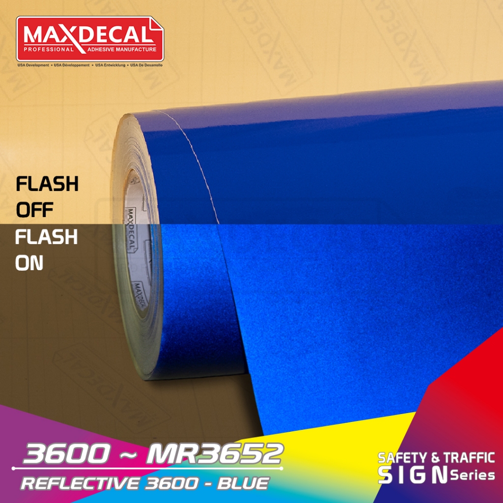 MATA MAXDECAL 3652 MAXDECAL สะท้อนแสง BLUE MR3652 Scotchlite กว้าง 60 ซม. BLUE Cat Eye Reflector Met