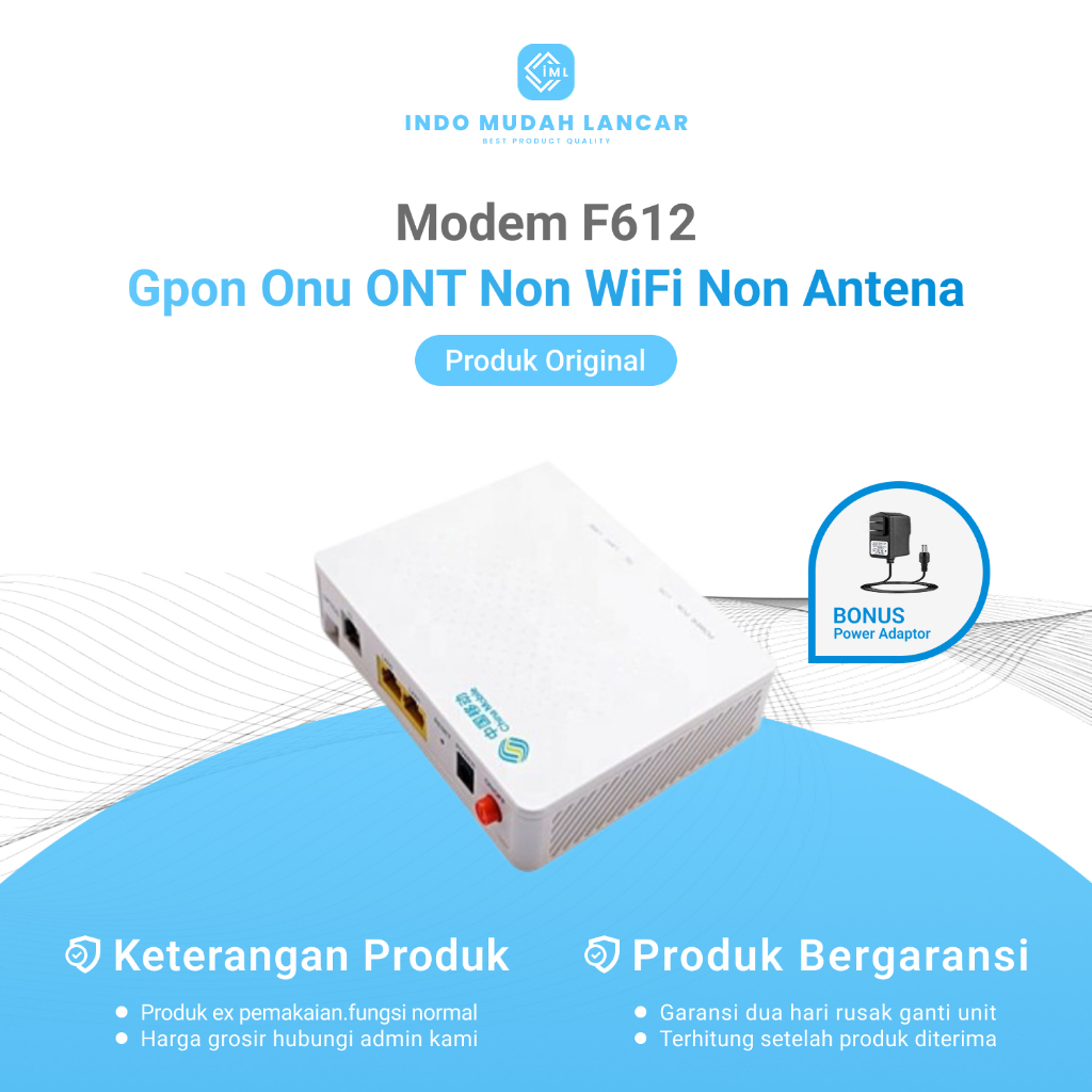 ZTE F612 Gpon Onu Ont Non WiFi Modem Non Antenna ใช้อะแดปเตอร์โบนัสดั้งเดิม