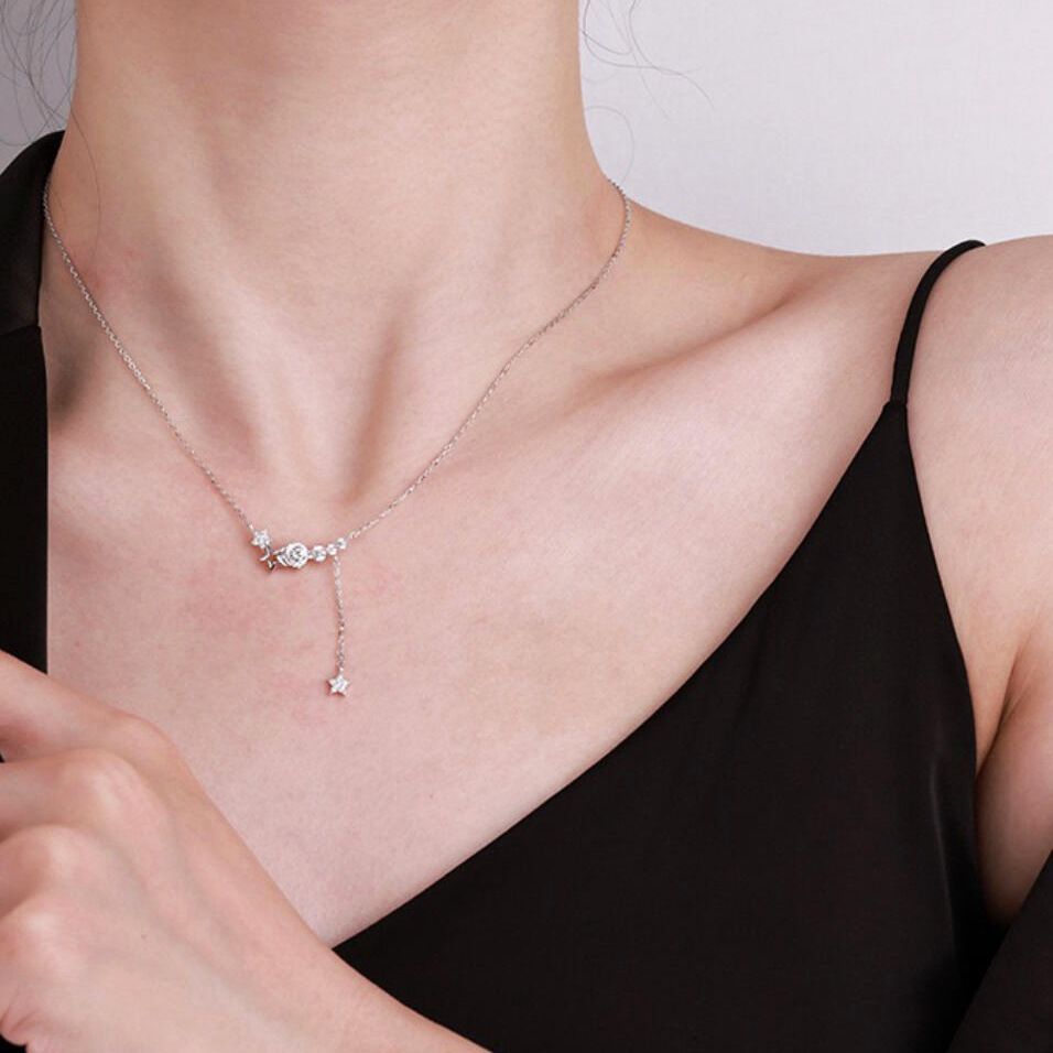 พระเจ้าช่วย! Jewelry.Shop - สร้อยคอผู้หญิงดาวโซ่เงินหรูหรา KS136