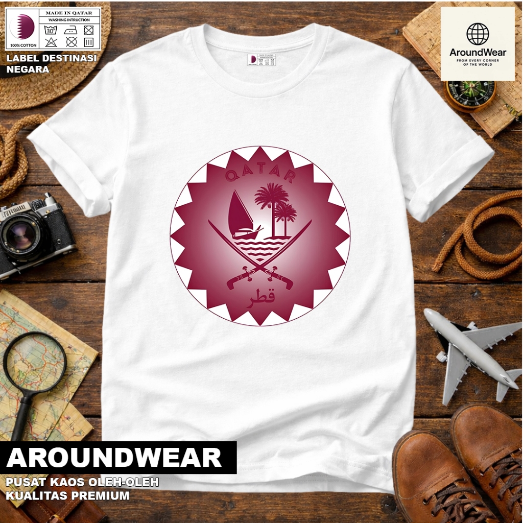 QATAR 31 SOUVENIR T-SHIRT WITH A COUNTRY TAG, QATAR COTTON 30S, PREMIUM GIFT SOUVENIR
