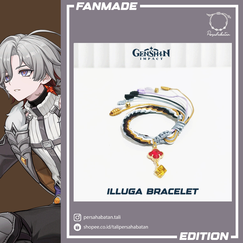 Genshin Illuga Nod Krai Rope Bracelet สีเทา สีน้ําตาล สีดํา