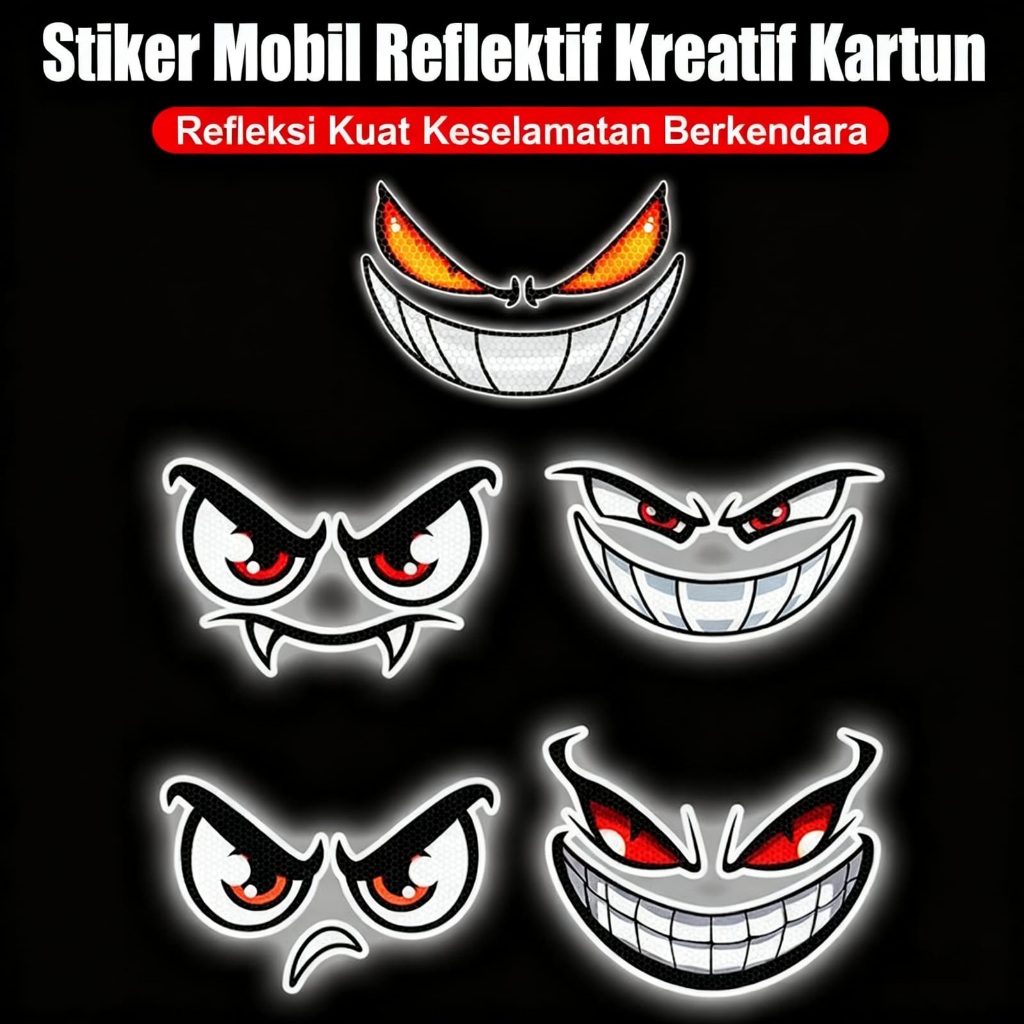 MATA EYE + สติ๊กเกอร์ปากสติกเกอร์สะท้อนแสง DEVIL EYE DEVIL EYE REFLECTIVE MONSTER รถและรถจักรยานยนต์