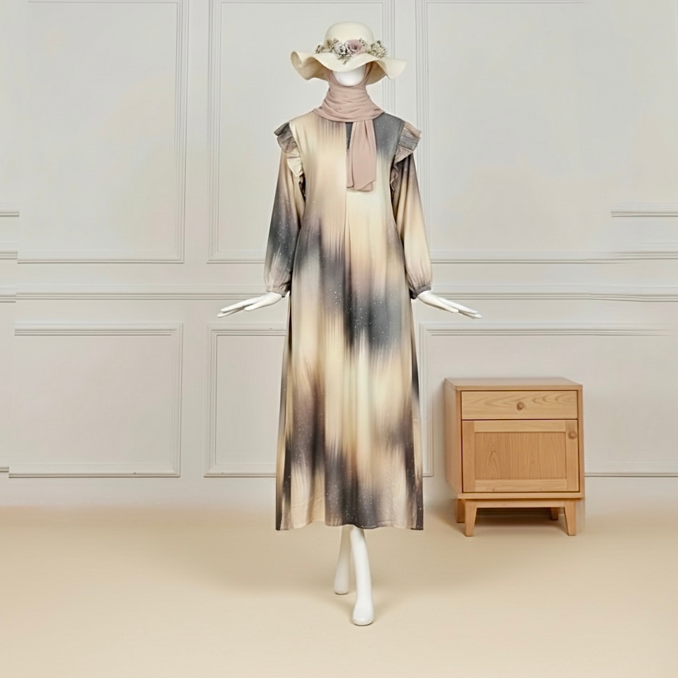 Javana Gradient Ruffle ชุดเดรสเรยอน - Lebaran2026