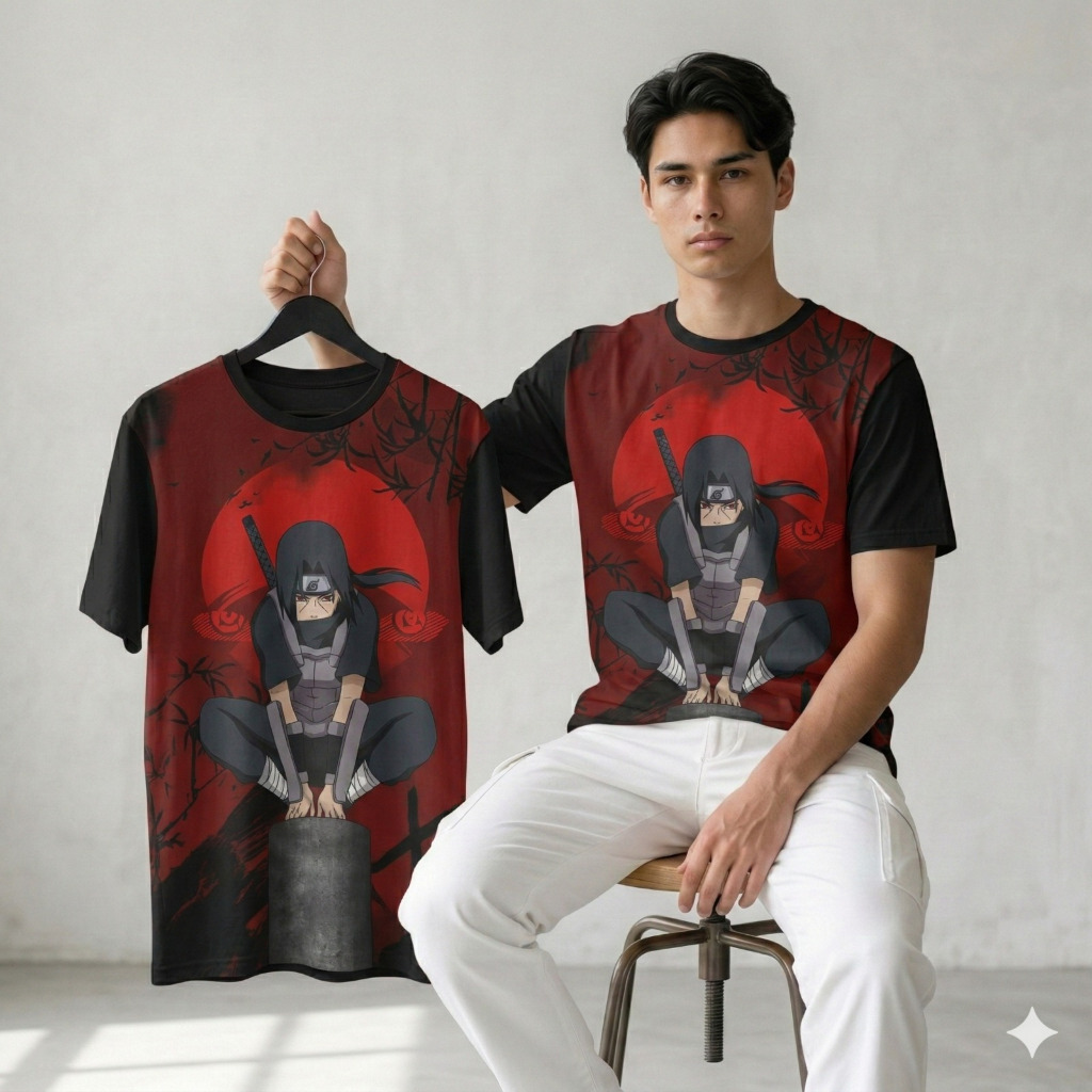 พิมพ์เต็ม UCHIHA ITACHI DISTRO เสื้อยืด UCHIHA ITACHI FULLPRINTING MOTIF สําหรับผู้ชายและผู้หญิง