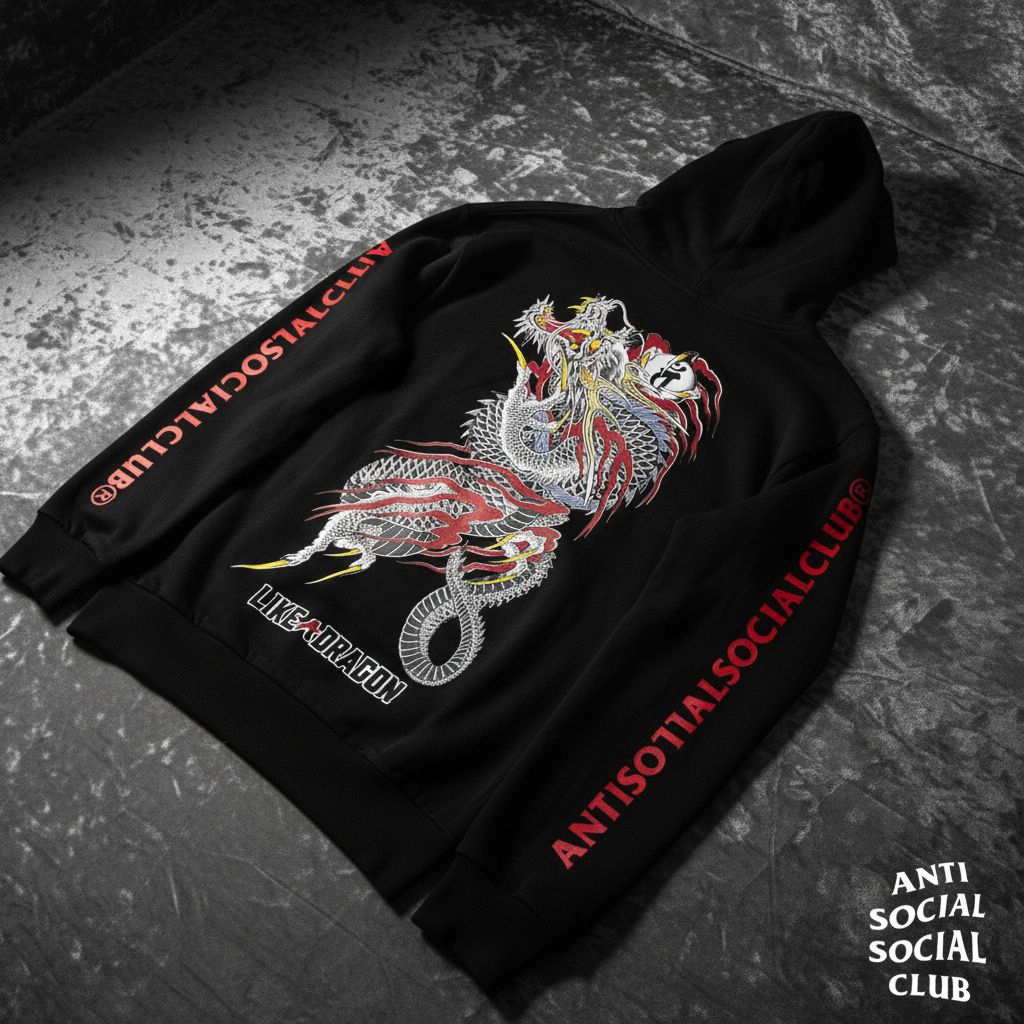 Anti Social Social club ASSC Like A Dragon เสื้อกันหนาวมีฮู้ด