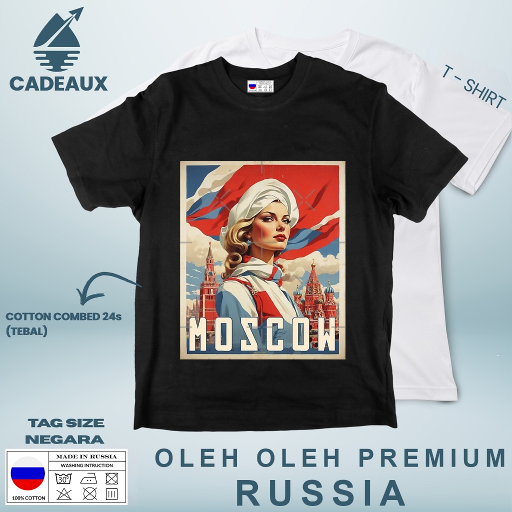 RUSSIA 28 SOUVENIR เสื้อยืด RUSSIA STATE TAG 24s Combed Cotton เสื้อยืด SOUVENIR ของขวัญพรีเมี่ยม