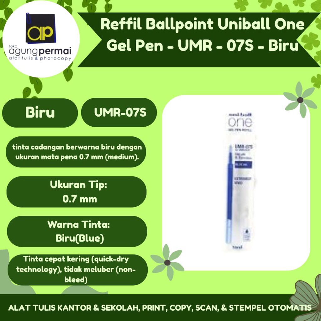 Refill Ballpoint Uniball One Gel Pen - UMR - 07S - สีดํา