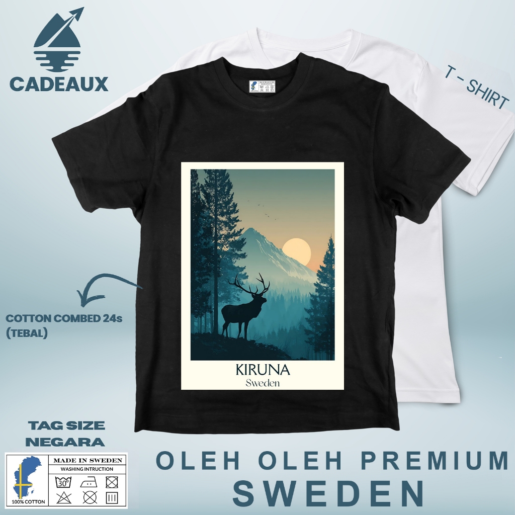 SWEDEN SOUVENIR เสื้อยืด 3 USING SWEDEN STATE TAG เสื้อยืดผ้าฝ้าย Combed 24s SOUVENIR ของขวัญพรีเมี่