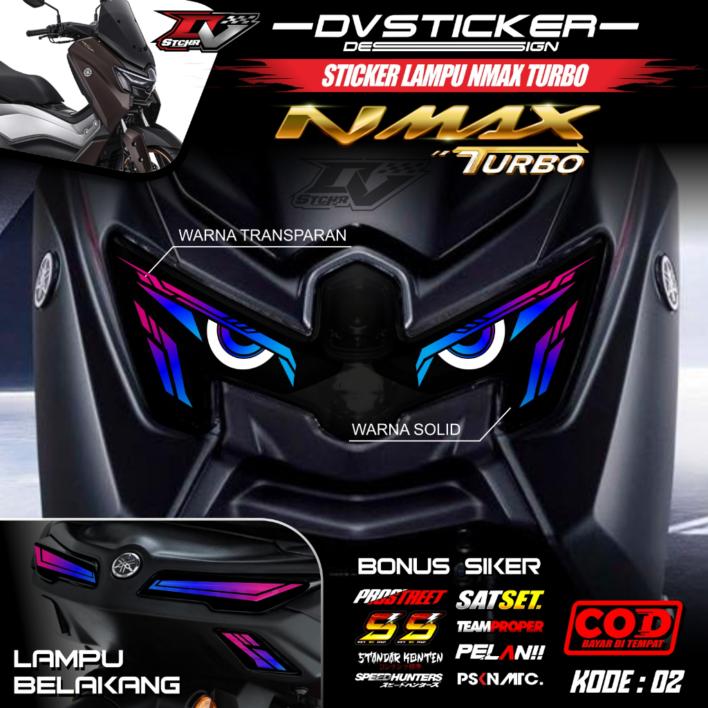 NMAX TURBO NEO 2024 2025 สติ๊กเกอร์โคมไฟคิ้วรถจักรยานยนต์ - NMAX Neo S TRANSPARENT UV DV-02 สติ๊กเกอร์ตัวแปรแสง