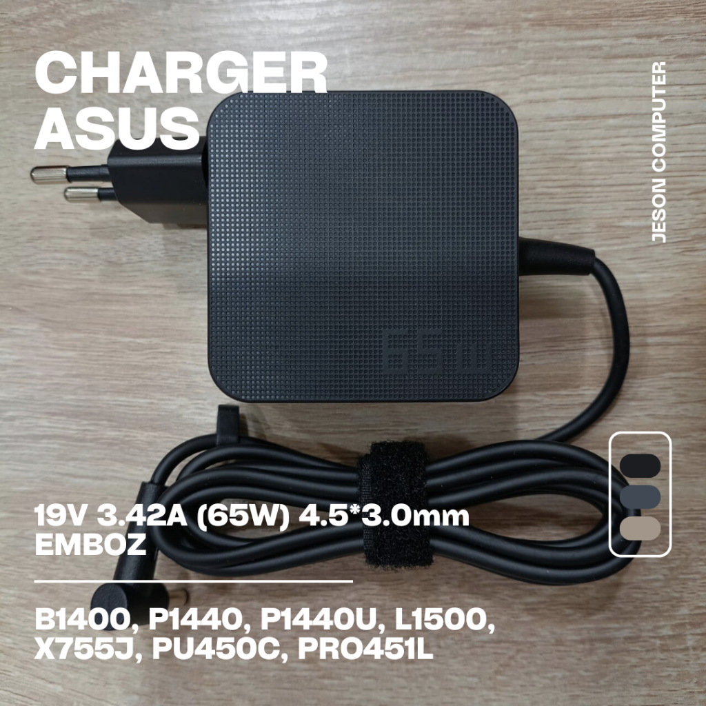 Asus B1400 P1440 P1440U L1500 X755J PU450C PRO451L 19V 3.42A (65W) 4.5*3.0 มม.โลโก้อะแดปเตอร์ชาร์จแล