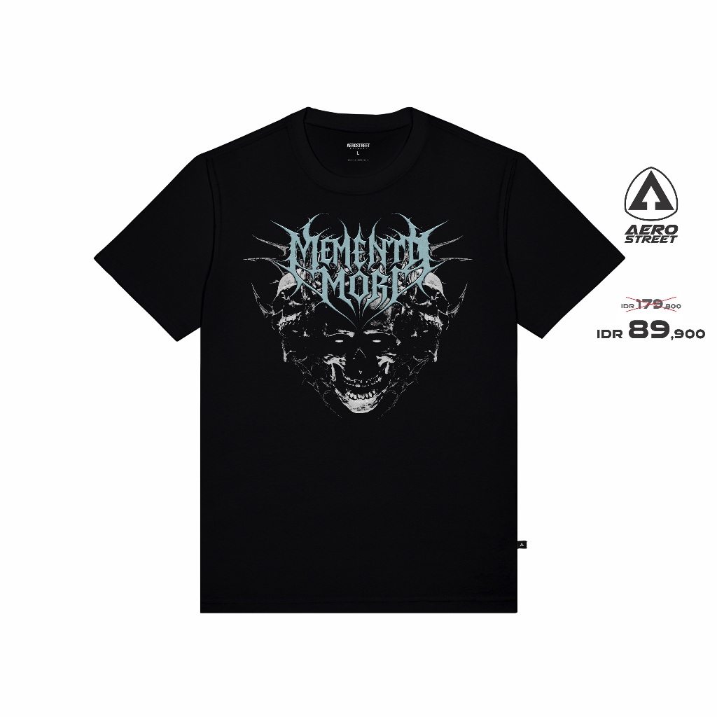 Aerostreet Memento Mori เสื้อยืดสีดําผู้ชายผู้ชายผ้าฝ้ายหวีเย็นไม่ร้อน