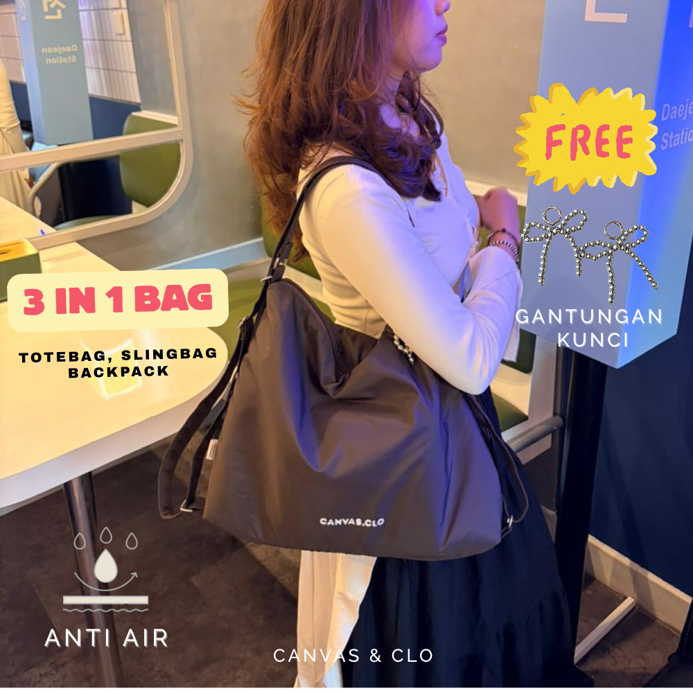 Canvas.clo Nala 3 in 1 Totebag SlingBag Backpack Bagpack Shoulderbag Korean Japan