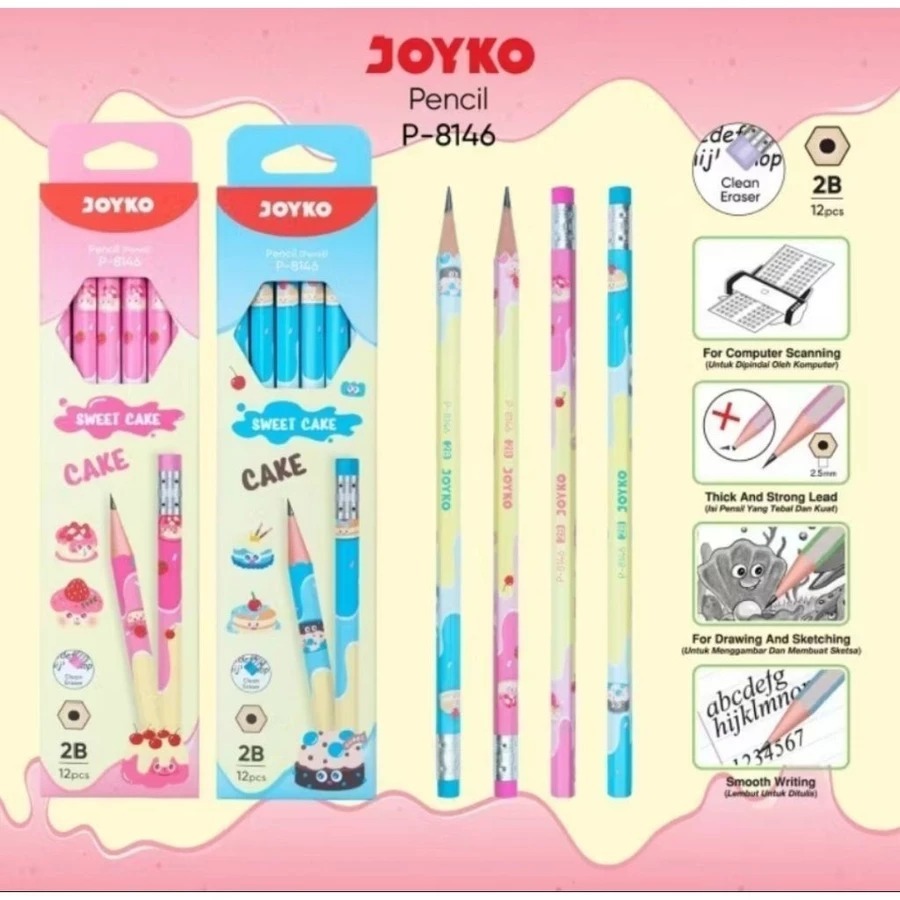 Joyko 2B Pencil COMPLETE VARIANT 1 กล่องมี 12 ชิ้น P-8146 P-8152 P-8133 P-8147 P-8138 P-8145 P-8154 