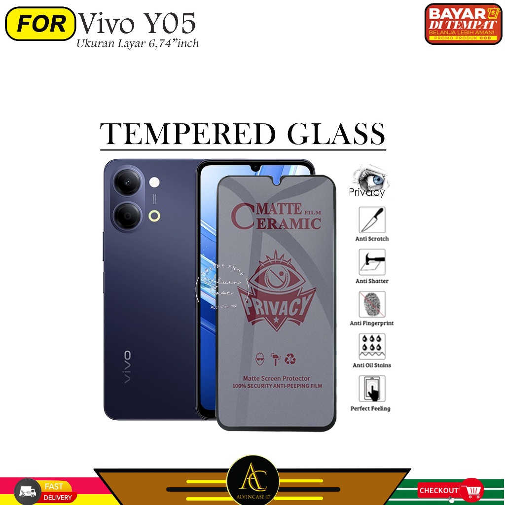 LAYAR กระจกนิรภัยเซรามิค Spy Vivo Y05 YO4 ฝาครอบเต็มหน้าจอ