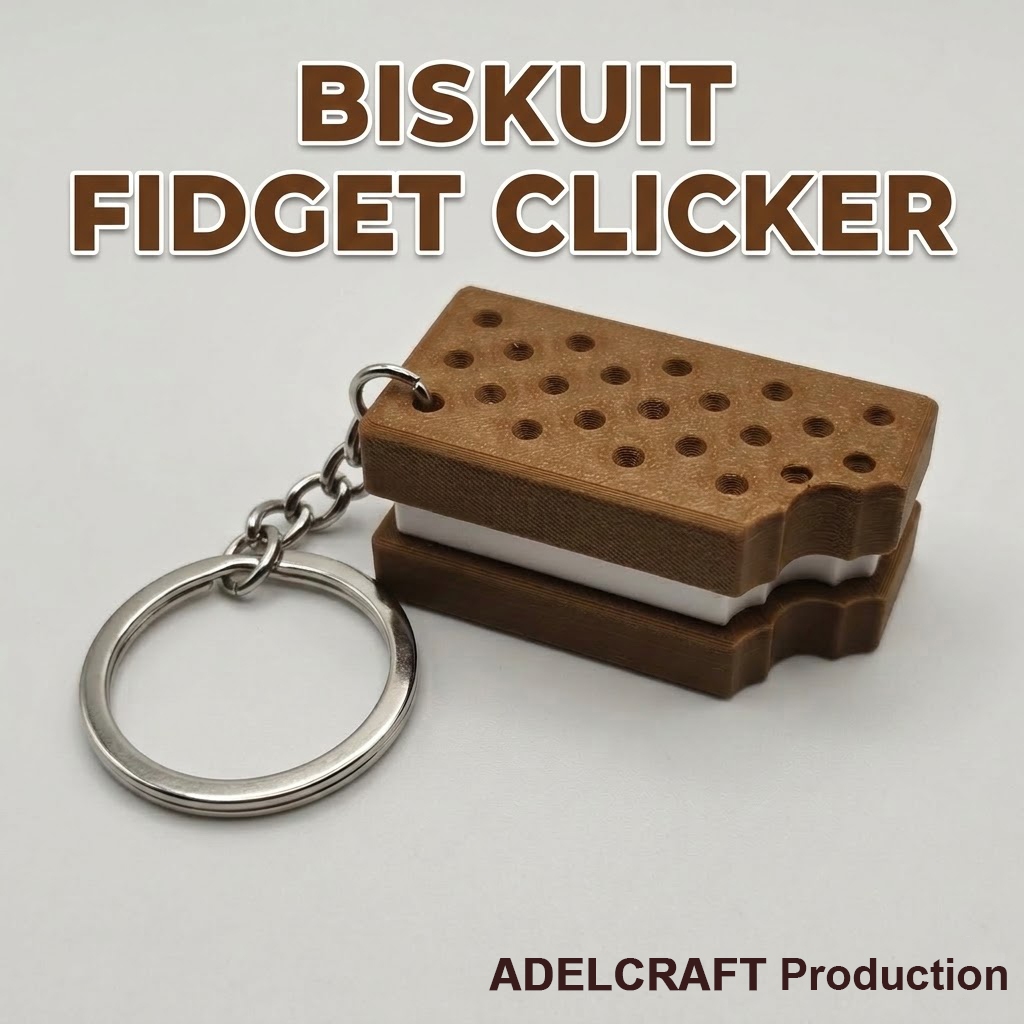 GANTUNGAN TOKIKO Biscuit Clicker Fidget พวงกุญแจคีย์บอร์ดแบบกลไก Keycap บิสกิต 3D ASMR Clicky