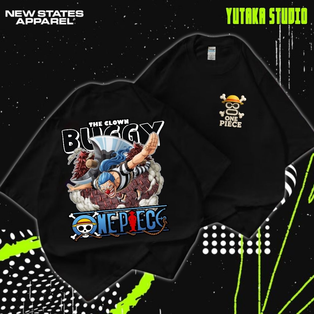 ONE PIECE THE BUGGY ใหม่สหรัฐอเมริกาเครื่องแต่งกายผู้ชายและผู้หญิงแขนสั้นผ้าฝ้ายพรีเมี่ยม Combed 24s