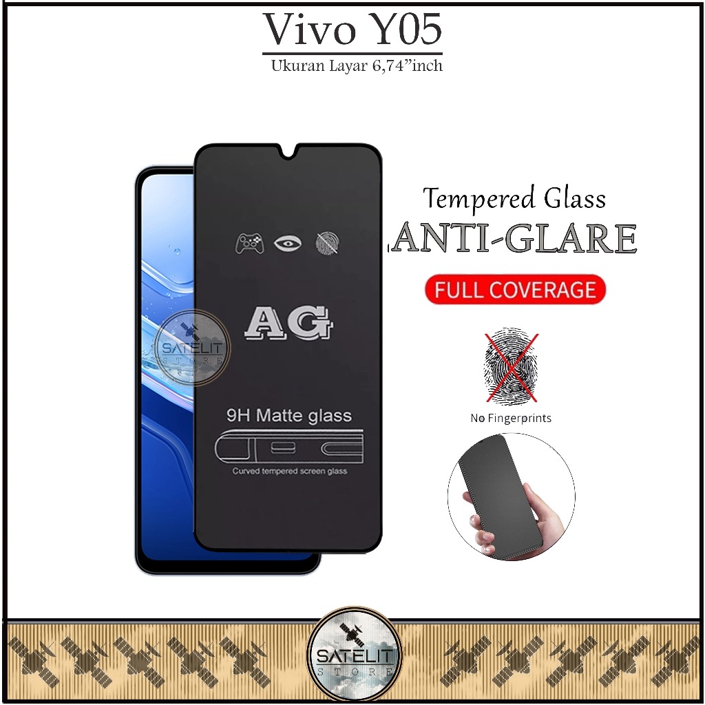 LAYAR กระจกนิรภัย AG Matte Vivo Y05 YO4 ฝาครอบเต็มหน้าจอ