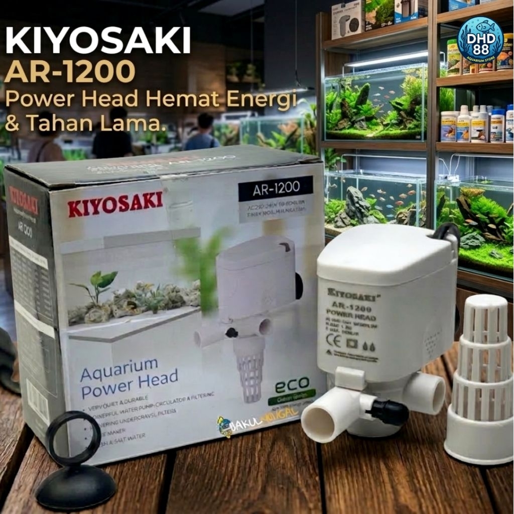 KIYOSAKI AR 1200 AQUARIUM PUMP, พลัง 8W, H.MAX 1.0M, 1000L/H