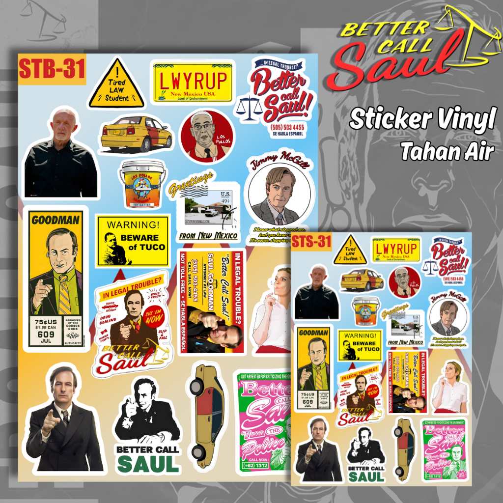 Better Call Saul Sticker Set Vinyl Glossy Waterproof – Premium Waterproof TV Drama Crime Series Sticker