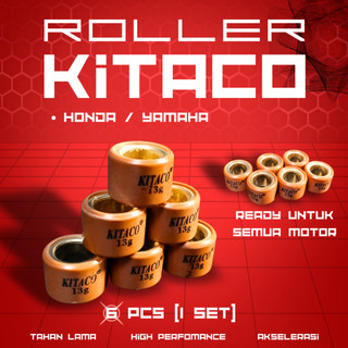 ROLLER KITACO RACING ISI 6 PCS GRAMASI TERSEDIA 8 9 10 11 12 ROLLER PULLEY CVT 1 SET HONDA/YAMAHA