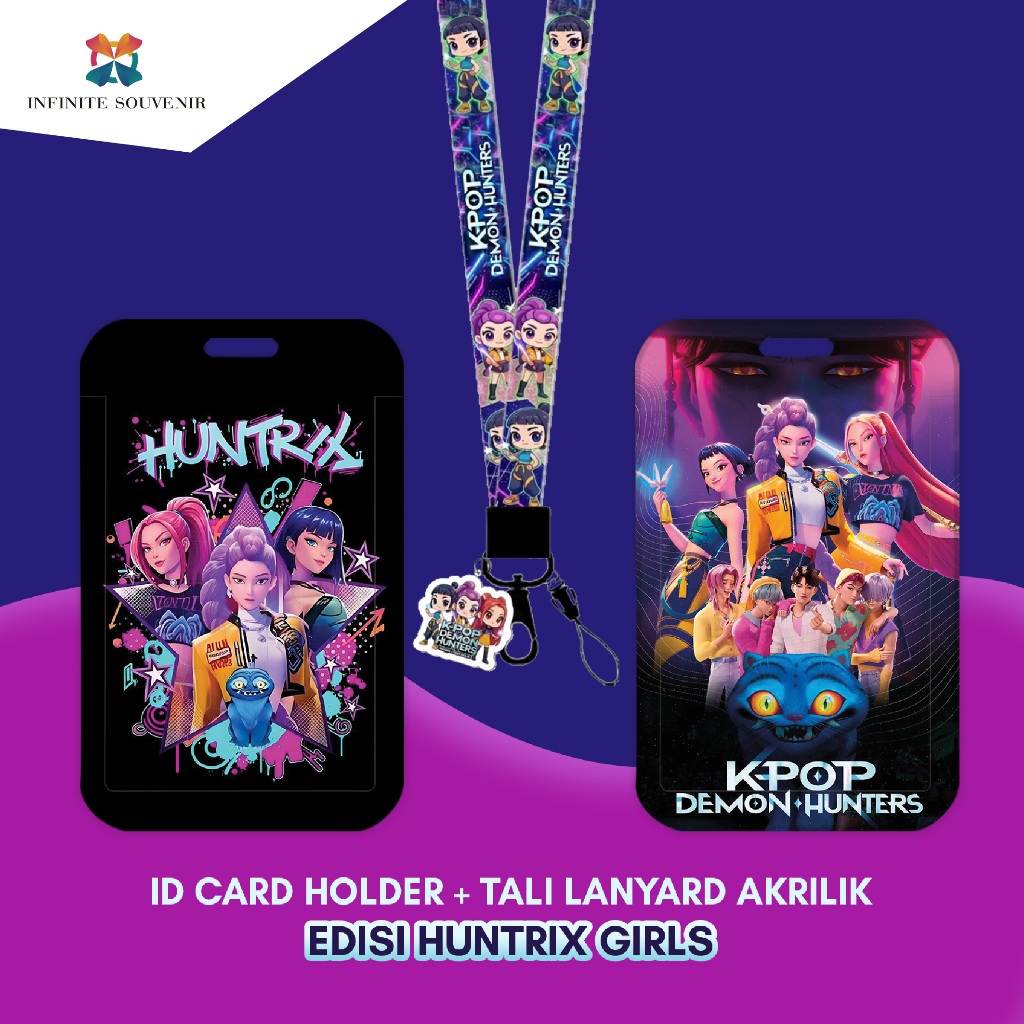 [N003] Huntrix Girls ID Card Holder Lanyard – Kpop Demon Access Card Holder + จี้อะคริลิค