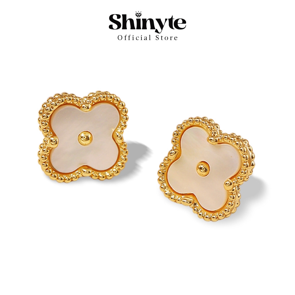 Shinyte Official Store ผู้หญิง Clover Mother of Pearl Silver S925 พรีเมี่ยมทองคําขาวหรูหรา Four-Pet 