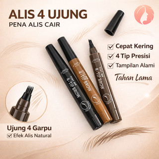 JUELREOU/Pensil Alis Empat Warna Tahan Air dan Tahan Lama/Spidol Alis Cair Tahan Lama/Pensil Alis Microblading Tahan Air/Pensil Alis untuk Riasan Mata Alami yang Tahan Air dan Anti-Smudging/Spidol Alis Cair Tahan Lama/Pilihan Beragam Warna/COD