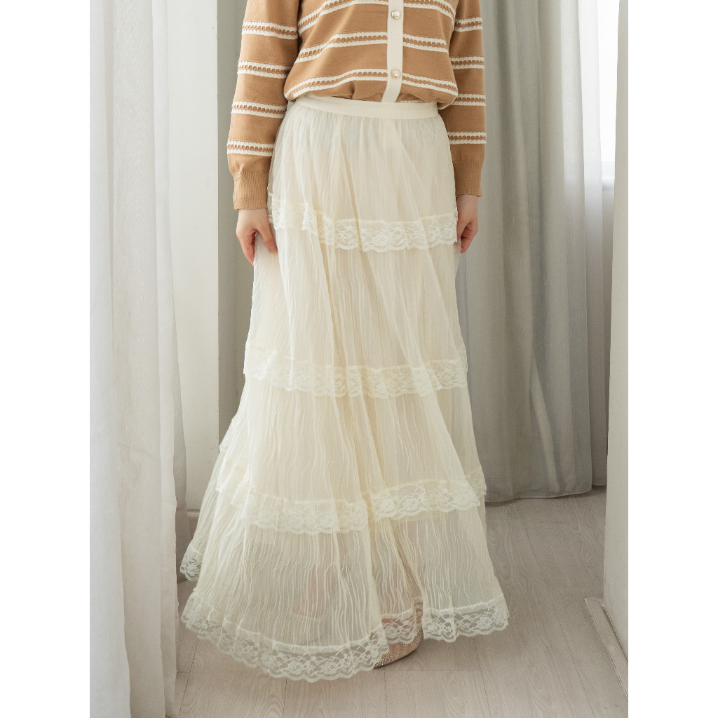 PAVINE - Alaya Tulle Maxi Skirt - กระโปรงยาว Tulle เนื้อนุ่มสําหรับผู้หญิง