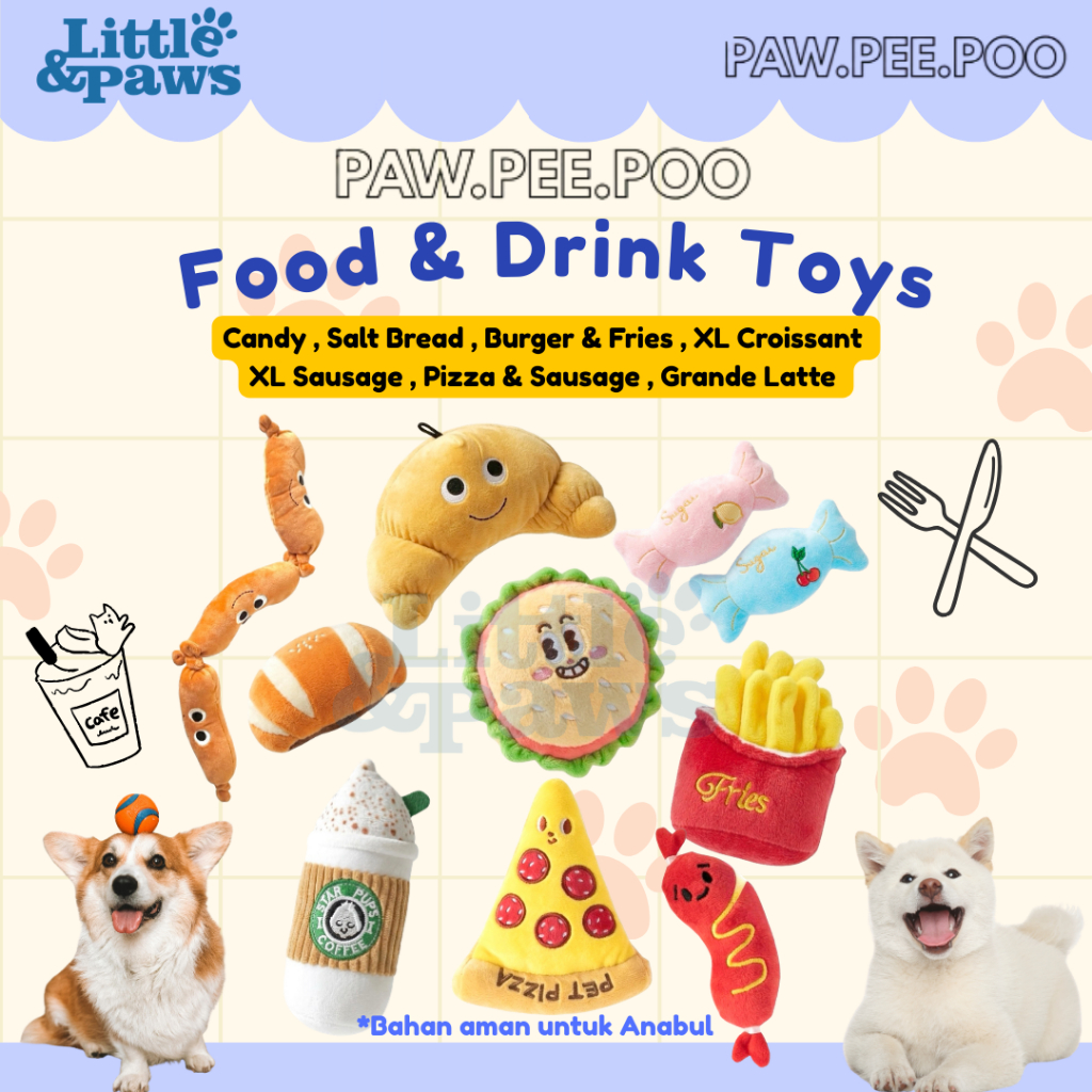 Paw Pee Poo Toys Squeaky Food & Drink Toy Sound Dog Doll Junk Food Cute Sound