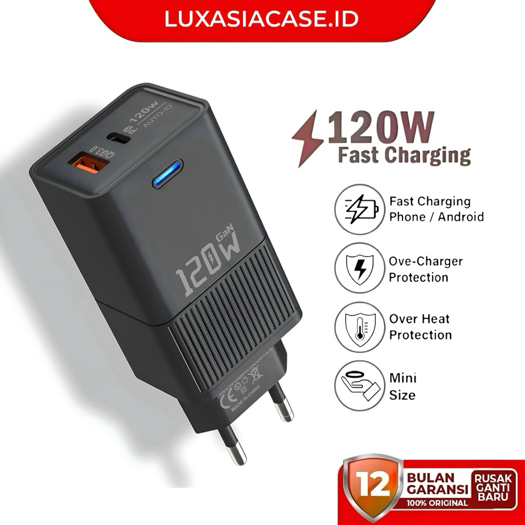HP Fast CHARGING Type C Charger + อะแดปเตอร์ USB PD 120W Universal Wall CHARGING Fast Phone Charger 