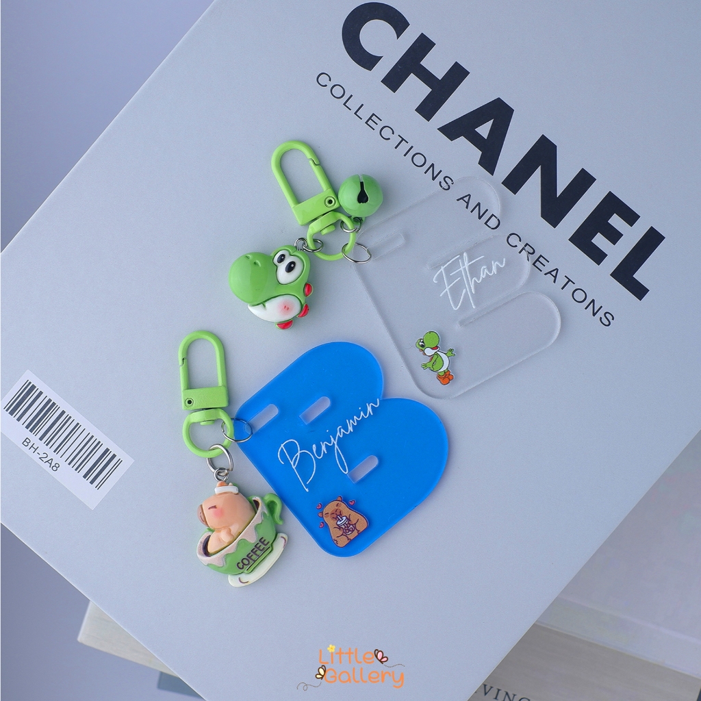 GANTUNGAN Little Gallery ที่กําหนดเองอะคริลิคตัวอักษรชื่อพวงกุญแจสายคล้องกระเป๋านักเรียนพวงกุญแจ lil