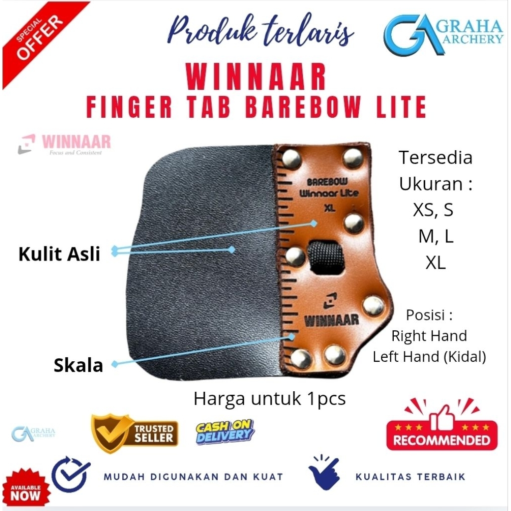 FINGER TAB BAREBOW WNNAAR LITE | BAREBOW ARCHERY FINGER PROTECTOR | BEGINNERS หรือ ATHLETES | หนังแท