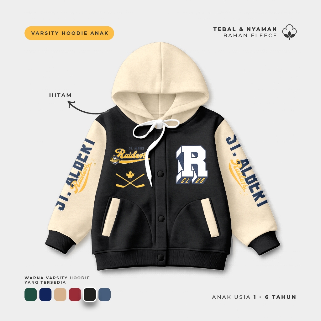 Varsity Hoodie Jacket สําหรับเด็ก Varsity Hoodie Varsity Hoodie Raiders อายุ 1-6 ปี