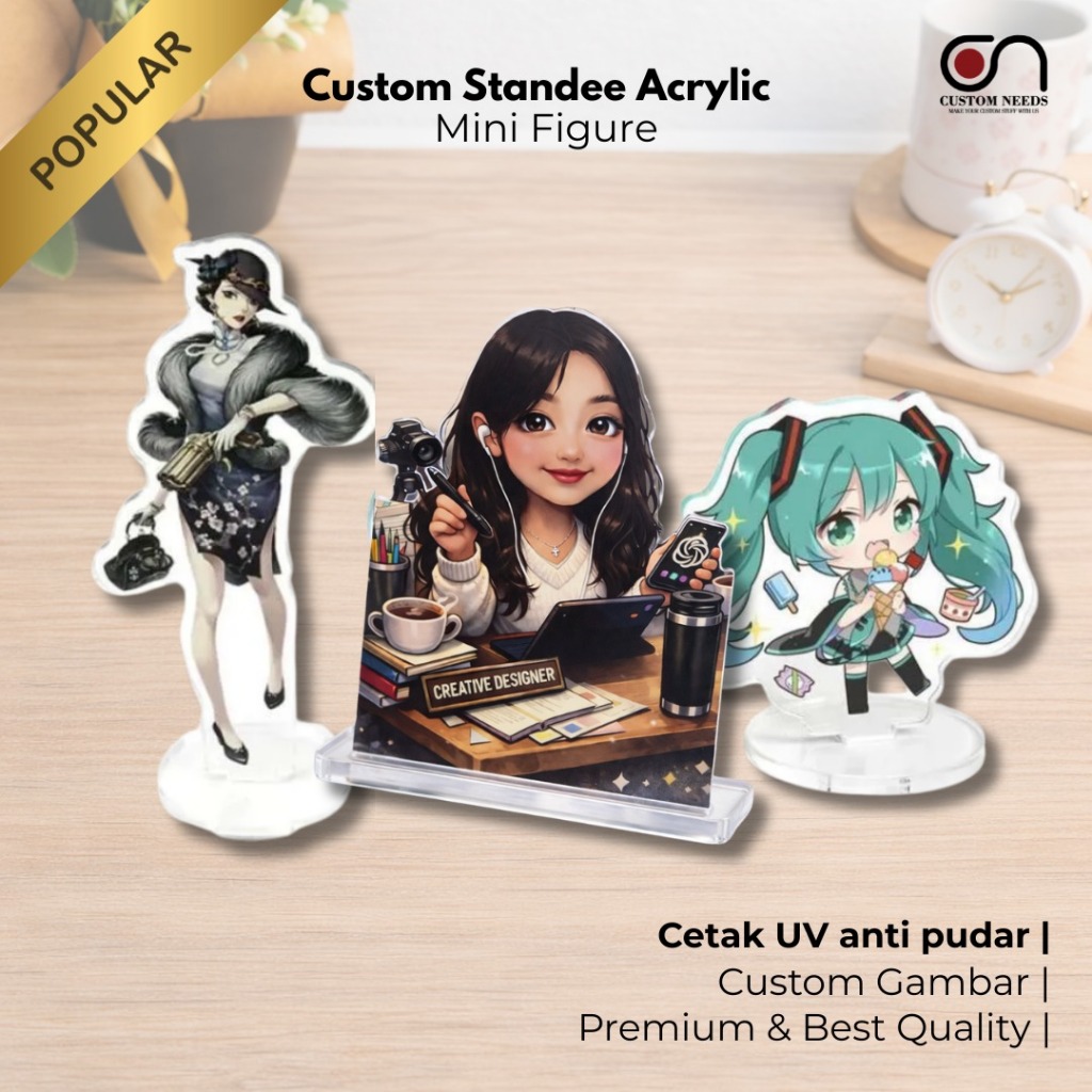 CUSTOM ACRYLIC STANDEE / ACRYLIC LASER CUTTING MATERIAL UV PRINT WATERPROOF / MINI MEDIUM LARGE / KP