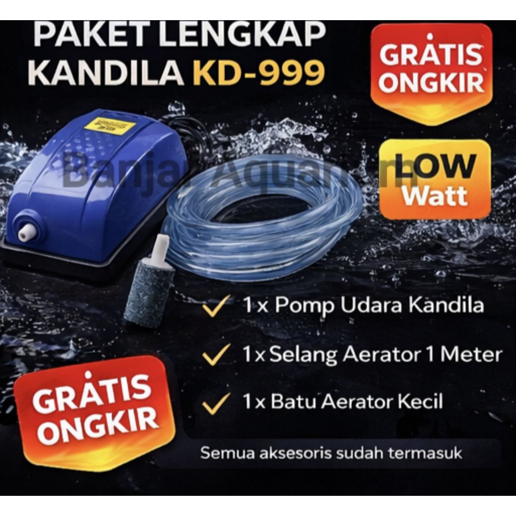 KD999 Kandila COMPLETE PACKAGE 1 หลุม AREATOR สําหรับ AQUARIUM FRY
