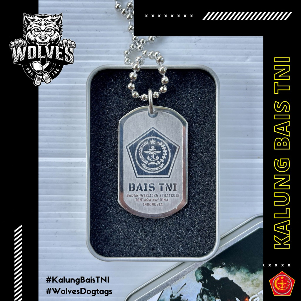 สร้อยคอ TNI BEIS / ตัวปัญญากลยุทธ์ / สร้อยคอ สํานักงานใหญ่ TNI / ป้ายสุนัข Bais / สร้อยคอทหาร / อุปก