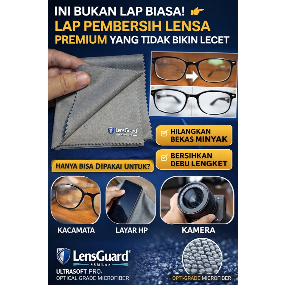 LensGuard UltraSoft Pro Optical Grade MicroFiber - ผ้าทําความสะอาดเลนส์กล้อง แว่นตา และ Gadget