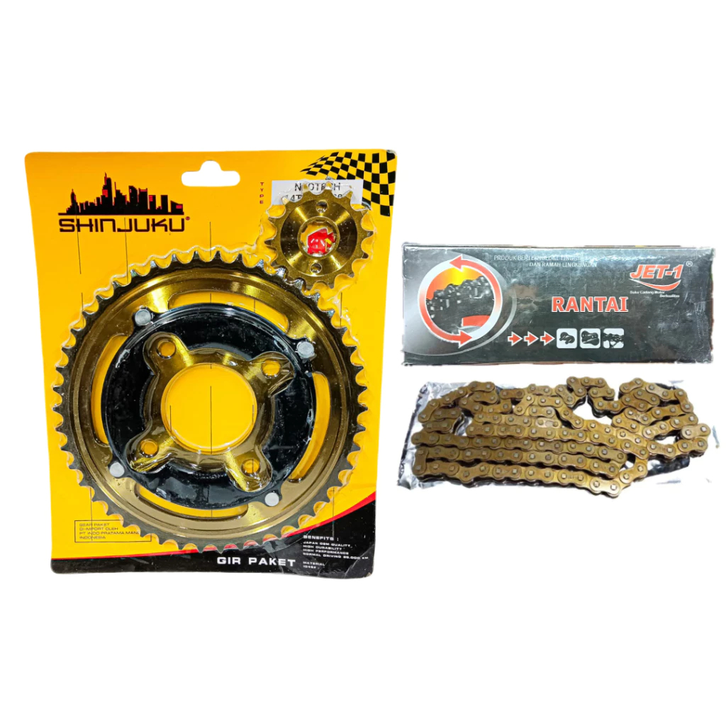 [14T/46T] GEAR PRESS PRO NT 46T + CHAIN 140 / GEAR SET PACKAGE SEPUH MEGA PRO NEW / OLD - CB150 VERZ