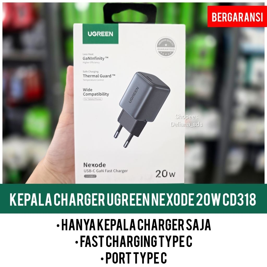 Ugreen Nexode 20W CD318 หัวชาร์จ 1 ปีการรับประกันอย่างเป็นทางการ Ugreen 20W หัวชาร์จ 20W อะแดปเตอร์ 