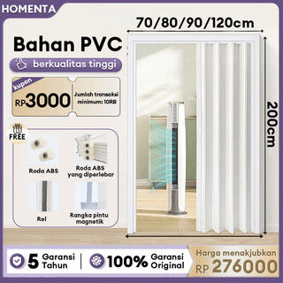 Homenta Pintu Lipat PVC Folding Door Geser 195*70CM/200*80CM for kamar tidur Penyekat Ruangan pintu kamar mandi pvc