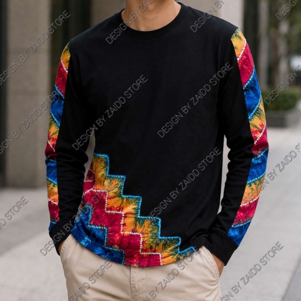 F02LONG-SLEEVED SASIRANGAN COMBINATION เสื้อยืด