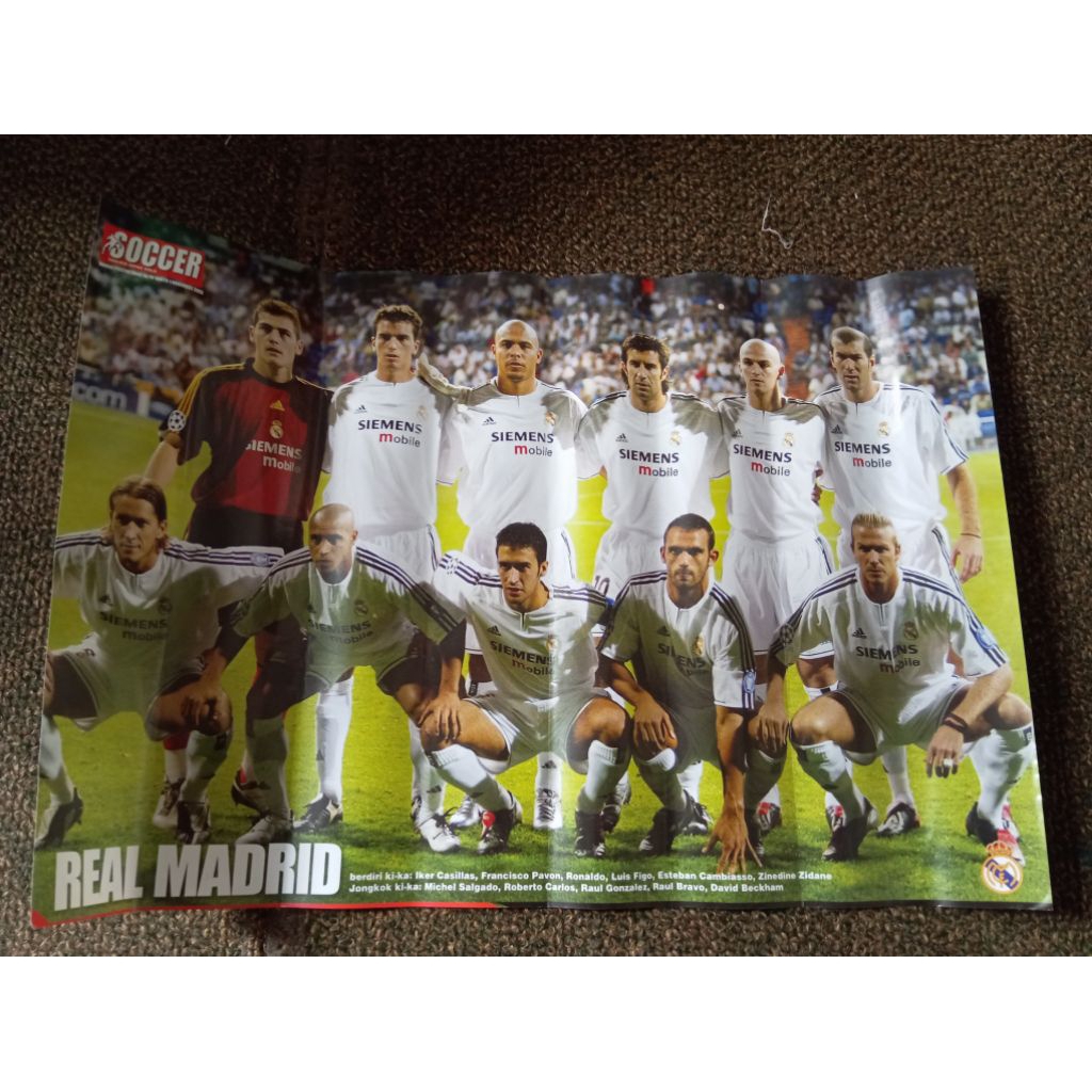Real madrid 2003 zidane becham โปสเตอร์ฟุตบอลเก่า