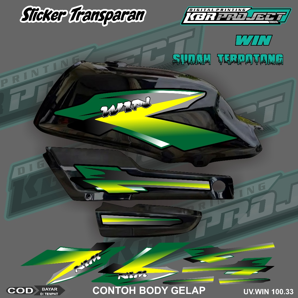 WIN 100 COOL PREMIUM TRANSPARENT STRIPING สติ๊กเกอร์ HONDA RACING VARIATION LINE 33 CUT