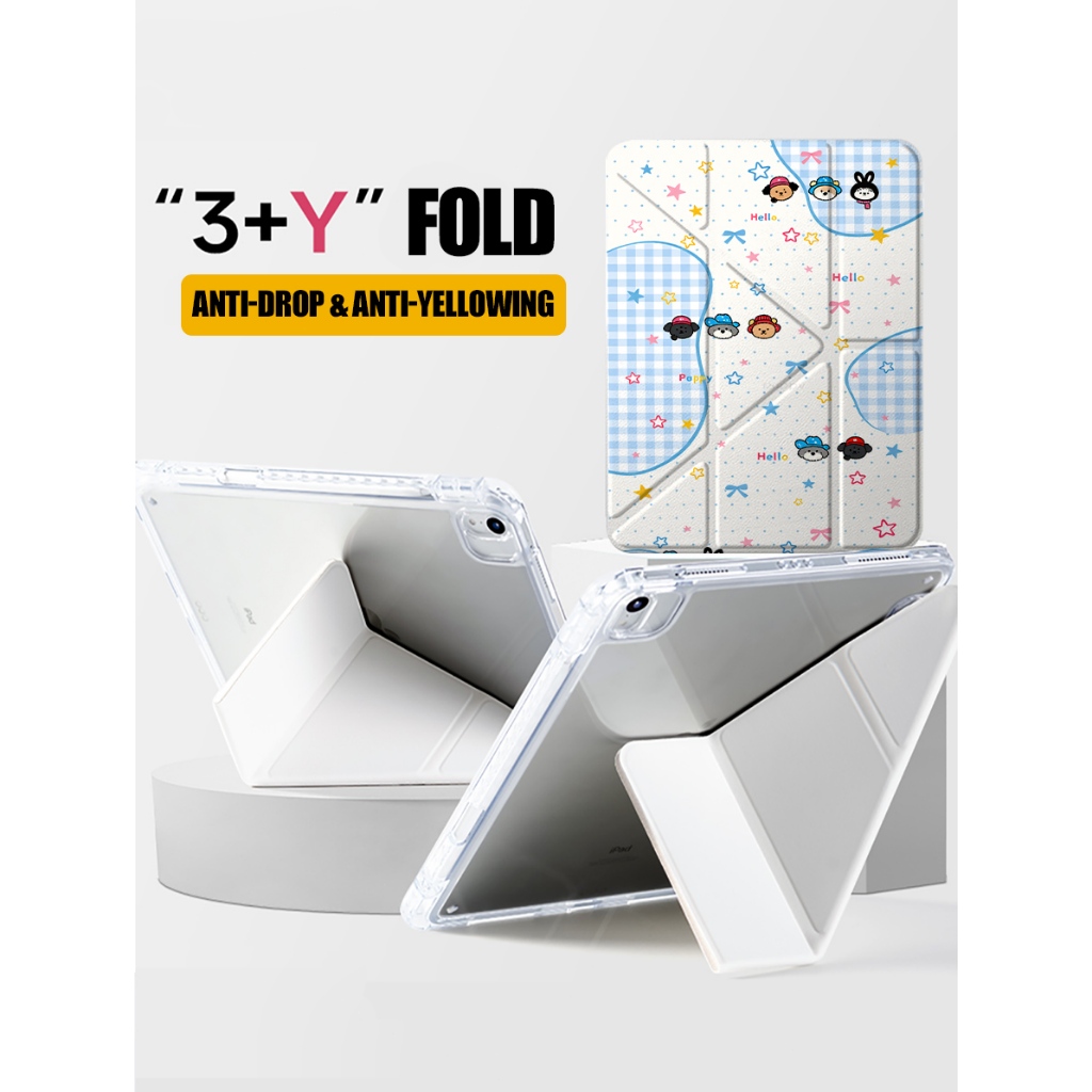 TRI Polka Dot Puppy Trifold + Y-Type Design, เคส Infinix TECNO คุณภาพดีที่สุด, เข้ากันได้กับ Infinix