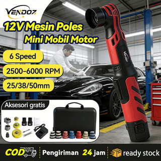 VENDOZ Mesin Poles Mini Mobil Motor RA/RO 6 speed Cordless Nano Polisher Dual Action Rotary 2500-6000 RPM