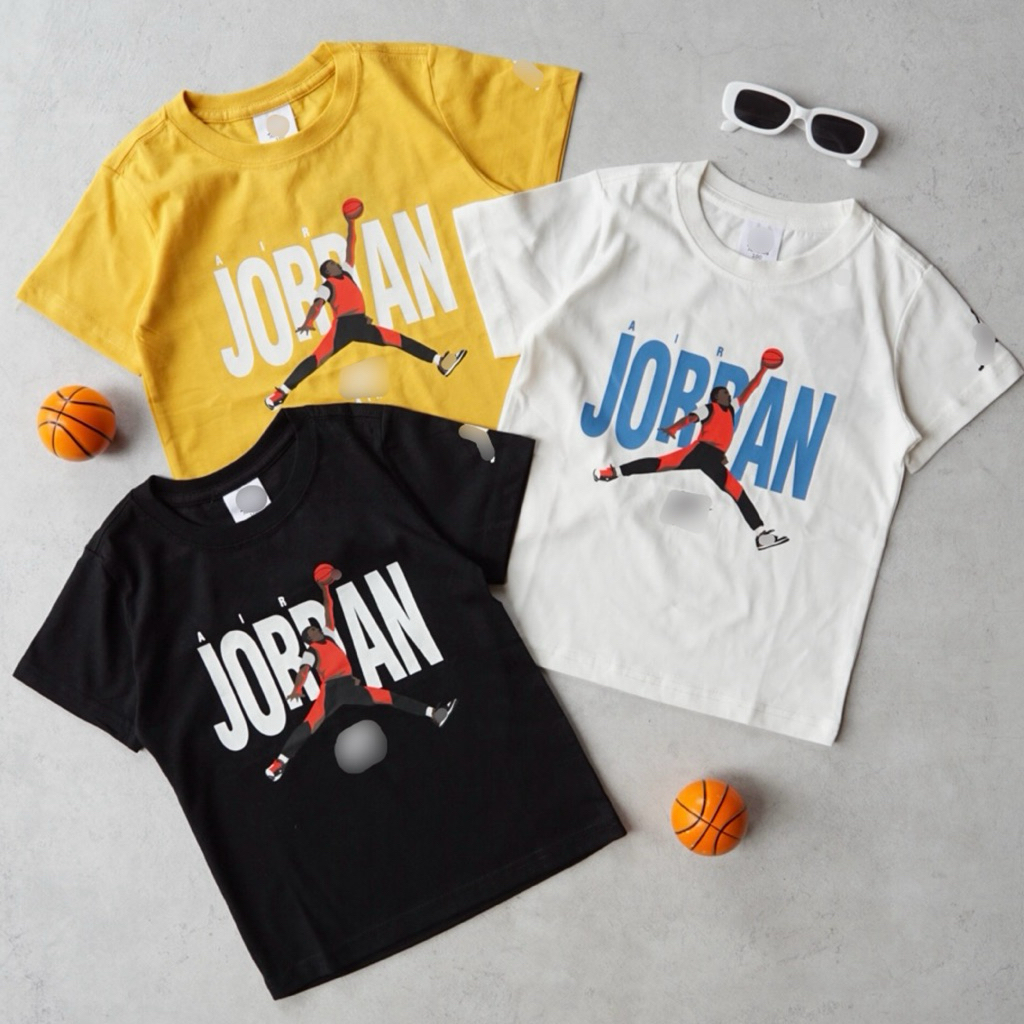 Jumpman Basketball Icon Kids Tee | ไซส์ 3-8y | ดําขาวเหลือง | เสื้อยืดเด็กชายหญิง unisex กีฬาบาสเกตบ